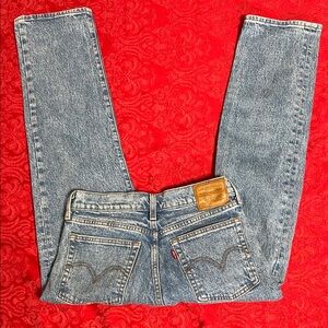 Levi’s Wedgie Straight Jeans Women 26 High Rise Acid Wash Button Fly Crop